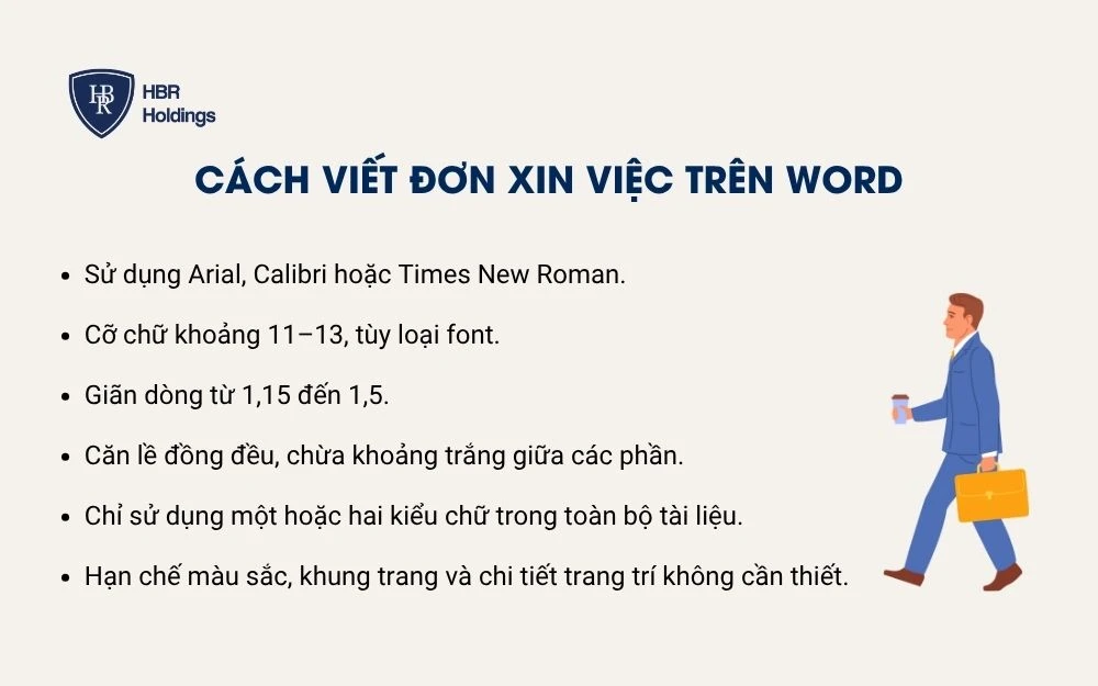 Cách viết đơn xin việc trên word
